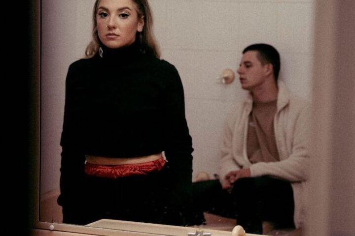 Evangeline + LOVER press photo in the bathroom