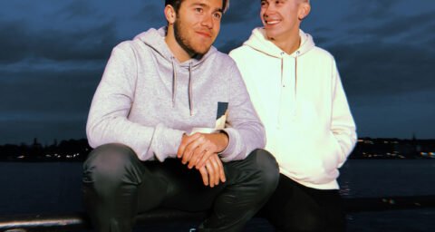FELIX SANDMAN and Benjamin Ingrosso press photo by the water
