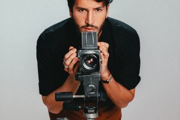 Sebastian Yatra poses for a portrait emulating Elvis Costello's iconic album cover This Year's Model at Hit Factory Studios on February 19, 2020 in Miami Florida.