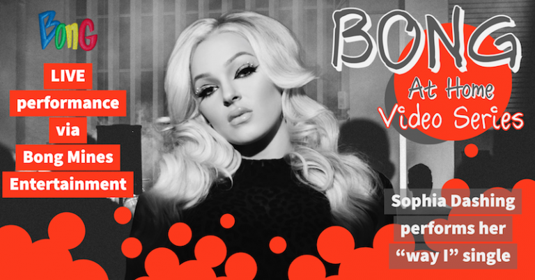Sophia Dashing Bong Mines _At Home_ video series banner RED