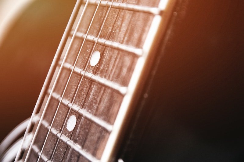 Photo of guitar fretboard