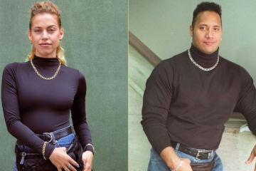 Miranda Joan and Dwyane _The Rock_ Johnson side-by-side photo -1