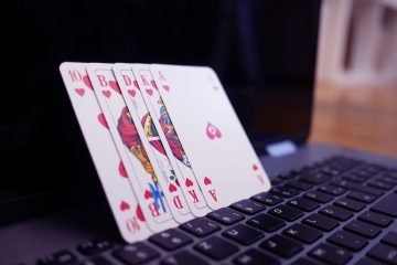 Online poker - cards on a laptop photo