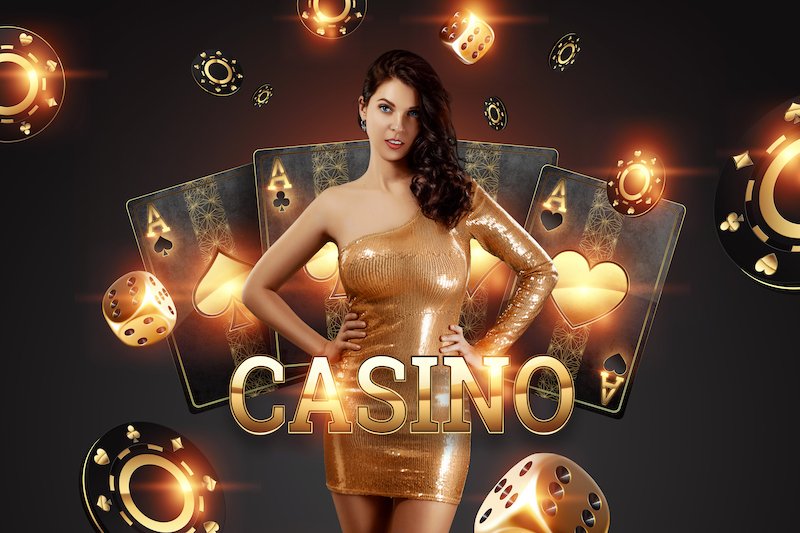 Beautiful Girl On The Background Of The Golden Casino Atrebutics — Photo By Marko Aliaksandr Via Depositphotos The Impact Of Music On Casino Game Design