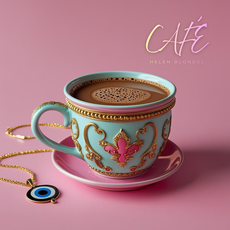 Helen Blondel "CAFÉ" cover art Helen Blondel "CAFÉ" cover art containing coffee in a cup